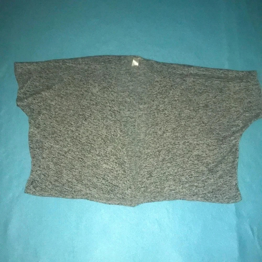 LUNA Chix heather gray knit short sleeve open front cardigan USA made size S/M